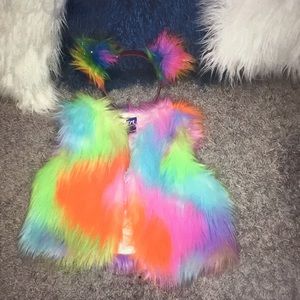 Girls Colorful Fuzzy Vest